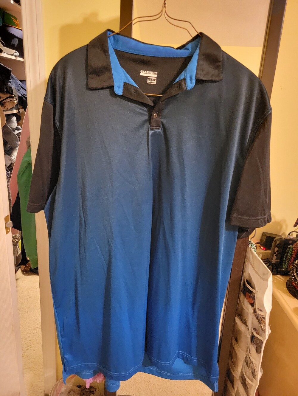 Classic Blue Gradient Polo with Black Accents 3xlt